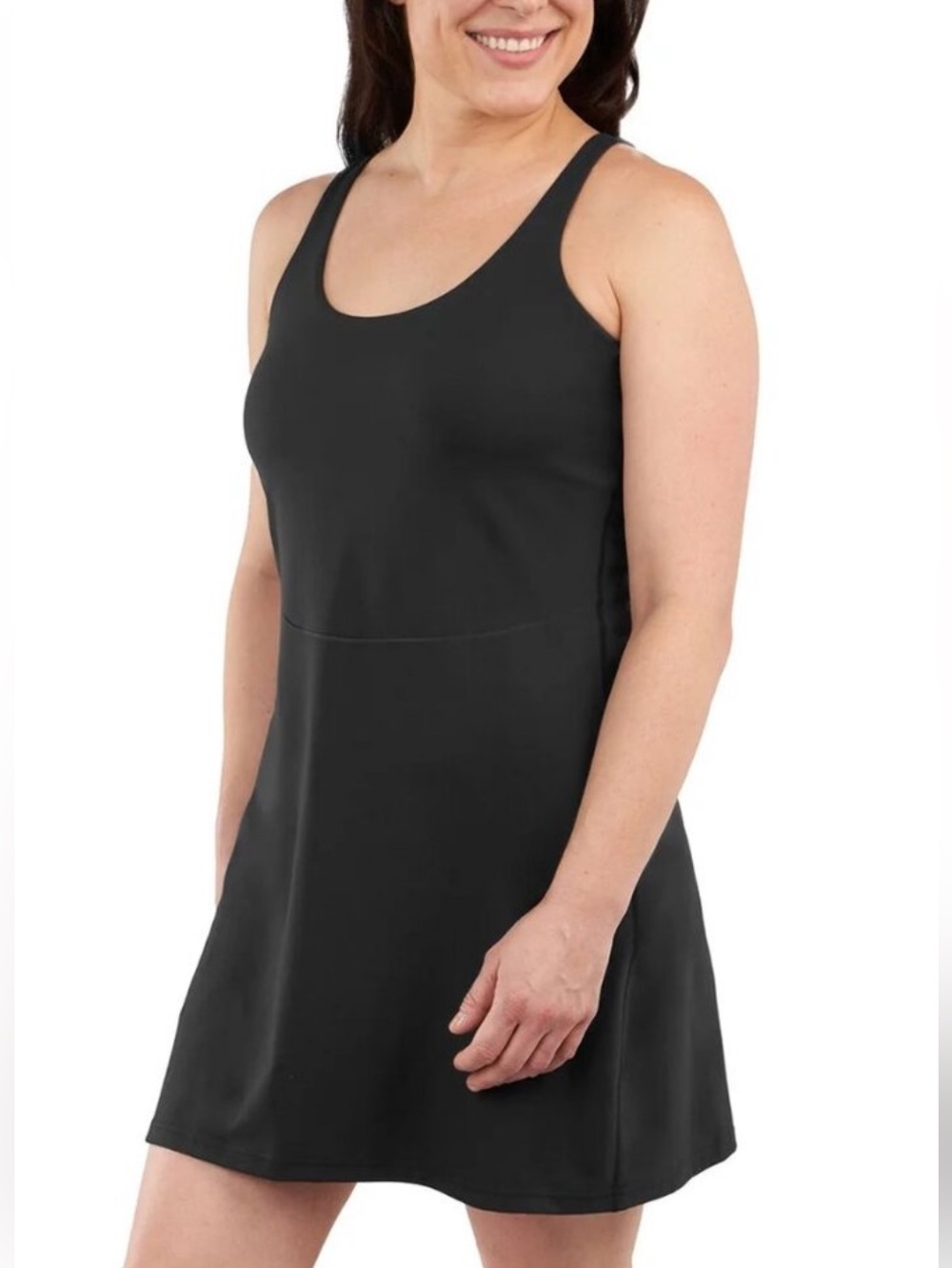 Sleek Black Racerback A-Line Dress by Elle sport